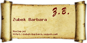 Zubek Barbara névjegykártya
