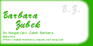 barbara zubek business card